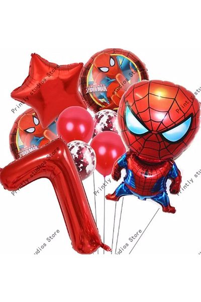 Parti Station Spiderman Spiderman Concept 7 Year Old Balloon Set Spiderman Spiderman Concept Birthday Set