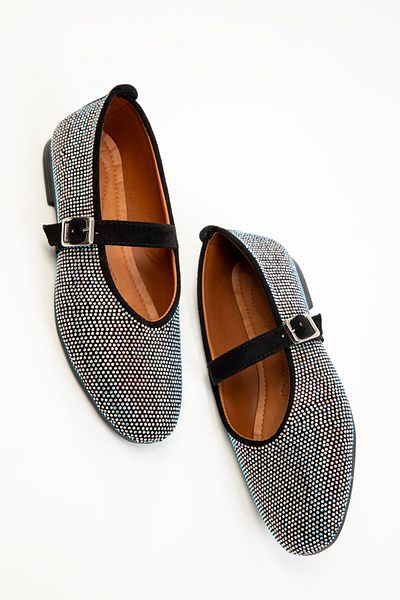 SOHO Black-Silver Women's Ballerinas 20316