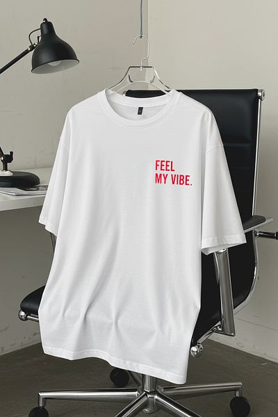 Trendyol Collection Λευκό μπλουζάκι Oversize/Wide Cut Slogan με στάμπα 100% βαμβάκι