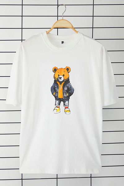 Trendyol Collection Teddy Bear printed Unisex Oversize βαμβακερό μπλουζάκι - TMNSS25TS00158