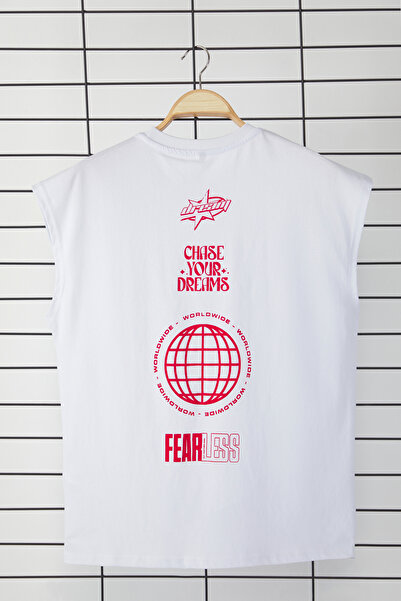 Trendyol Collection Oversize White Cotton T-Shirt - Tmnss25Al00003