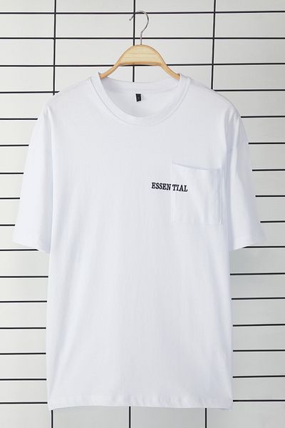 Trendyol Collection Υπερμεγέθη λευκό κεντημένο βαμβακερό μπλουζάκι - τσέπη, TMNSS25TS00120