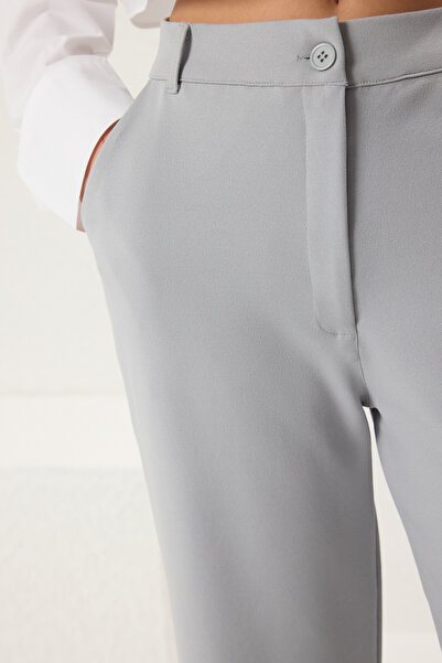 Trendyol Collection Gray Button Pocket Straigth/Straight Cut Knitted Trousers Twoss25Pl00052
