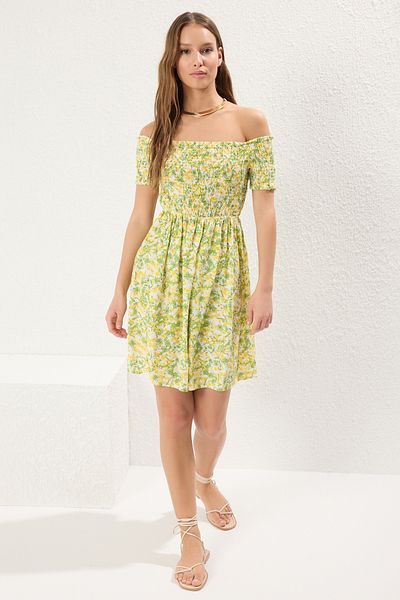 Trendyol Collection Multicolor Plain Gipeli Mini Woven Dress Twoss25El00301
