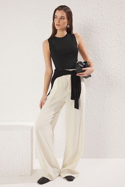 Trendyol Collection Μαύρο*001 Crop Basic Πλεκτά Λεπτή Μπλούζα TWOSS22BZ1173