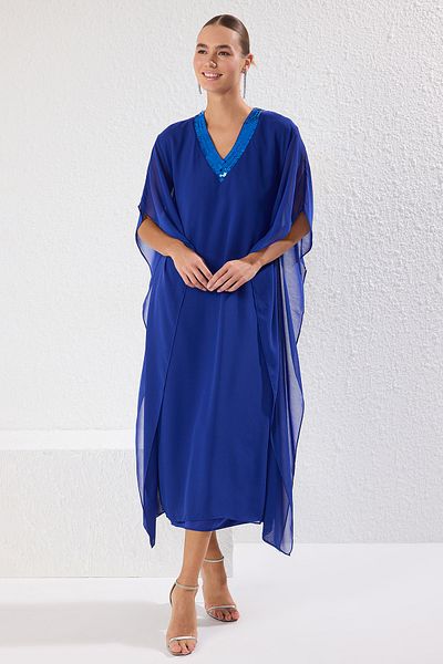 Trendyol Collection Rochie din șifon țesut cu sclipici Saks TPRSS25EL00130
