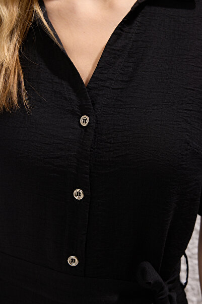 Trendyol Collection Black Belted Straight Belt Midi Woven Dress Twoss24El00226