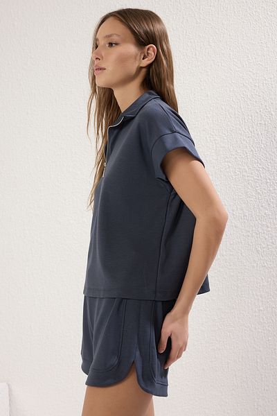 Trendyol Collection Anthracite Soft Texture Regular/Normal Fit Zip-Up Collar Flexible Knitted Bottom-To-Top Suit Twoss25Au00056