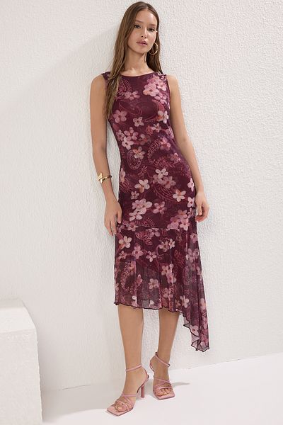 Trendyol Collection Multicolor Asymmetrical Bodycone/Body Sitting Midi Knitted Dress Twoss25El00227
