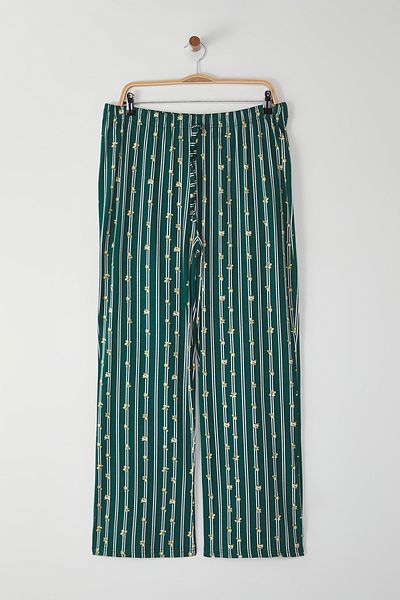 Trendyol Curve Dunkelgrüne Baumwoll-Pyjama-Unterseite mit Zitronenmuster – TBBAW24IA00000