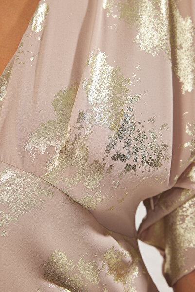 Trendyol Collection Beige A-Cut Crepe Woven Long Stylish Evening Dress & Homecoming Dress Tprss25Ae00113