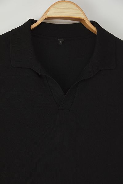Trendyol Collection Black Regular Polo Neck Plain Polo Neck T-Shirt Tmnss25Po00008