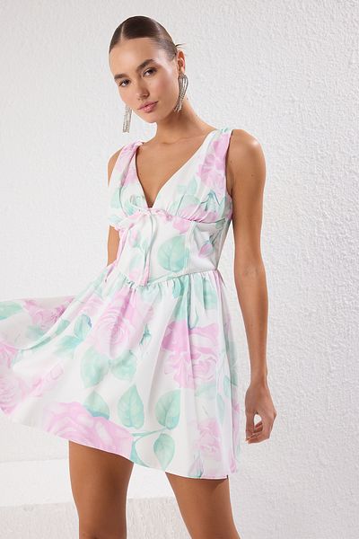 Trendyol Collection Multicolor Plain Woven Finike Mini Lining Stylish/Evening Dress