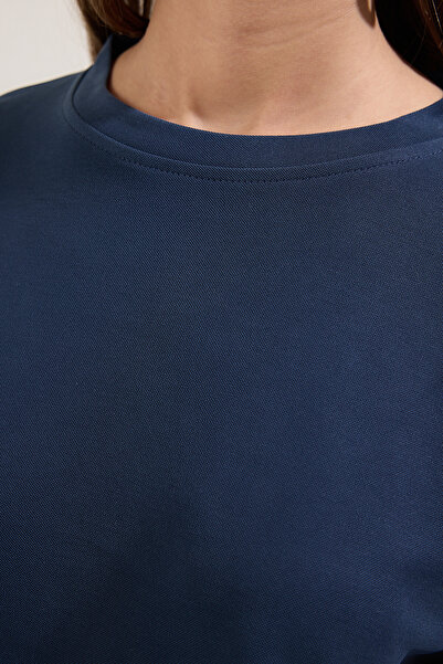 Trendyol Collection Navy Blue Modal Χαλαρή/Άνετη Εφαρμογή Crop Stretchy πλεκτό T-shirt TWOSS25TS00048