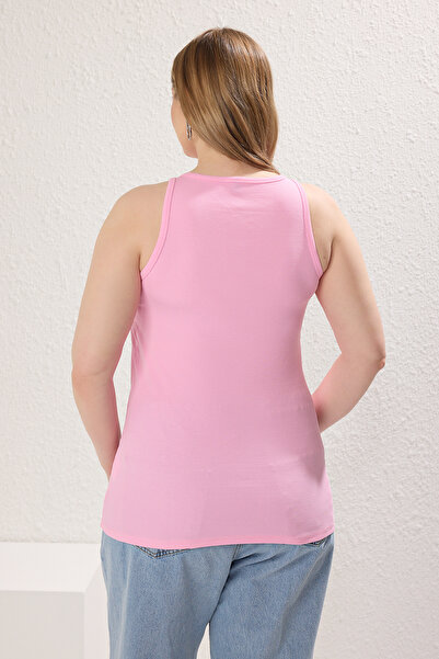 Trendyol Curve Ροζ Φιόγκο Κέντημα Plus Size Tank Top TBBSS25CV00011