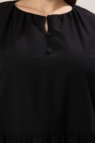 Trendyol Curve Black Poplin Woven Plus Size Dress