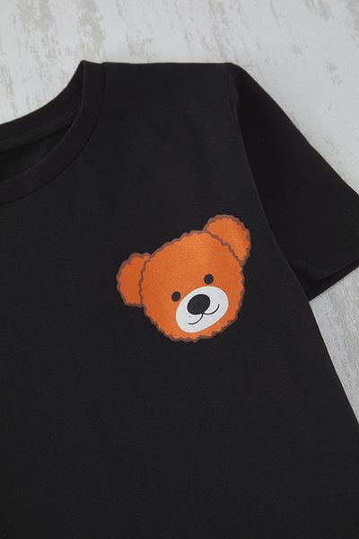 TRENDYOLKIDS Černá dívčí dětská mini pyžamová sada