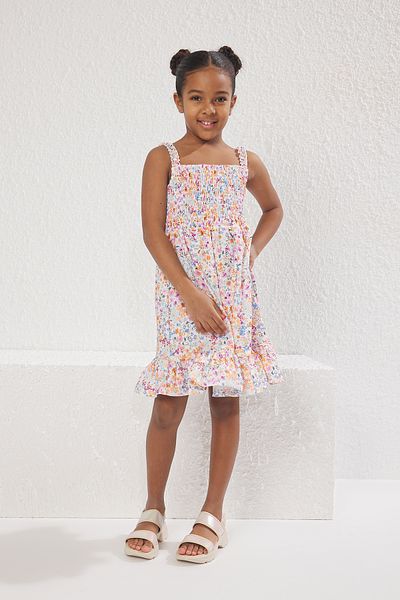 TRENDYOLKIDS Ροζ Μίνι φλοράλ πλεκτό φόρεμα TKDSS25EL00064