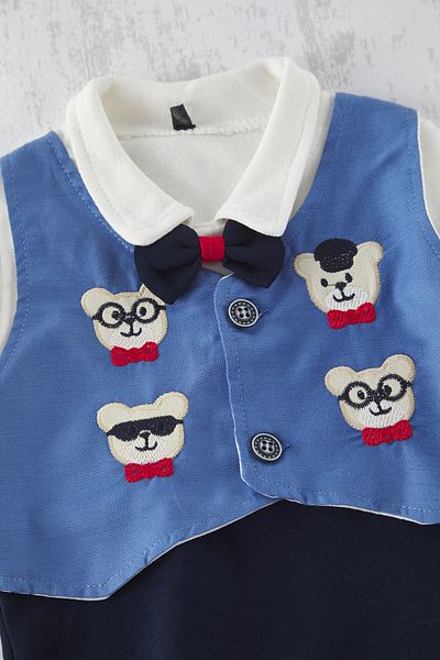 TRENDYOLKIDS Marineblauer, detaillierter Strickoverall für Babys mit Weste TKDAW25TU00007