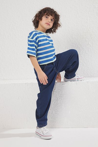TRENDYOLKIDS Dark Navy Boy's Balloon Fit Denim Jean Pants Tkdss25Je00002