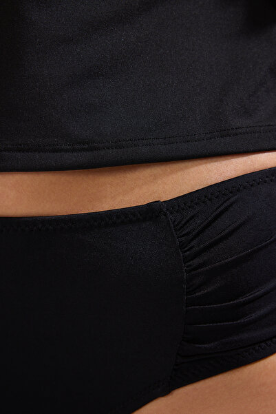 Trendyol Collection Black*001 Plain Draped Strap Bikini Top