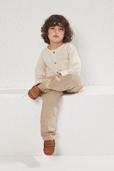 TRENDYOL SHOES Taba Nubuck Big/Small Boy Kids Loafer TAKSS25LA00010