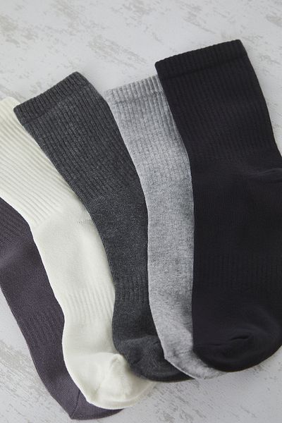 Trendyol Collection Unisex Schwarz-Grau-Ecru 5er-Pack Baumwoll-Sommersocken – kurze College-Socken TMNSS25CO00013