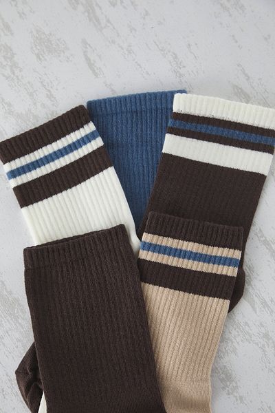 Trendyol Collection Ecru Unisex 5er-Pack College/Medium/Tennis-Baumwollsocken TMNSS25CO00009