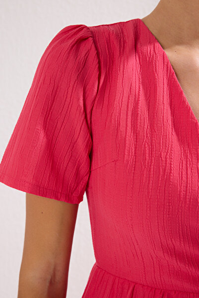 Trendyol Collection Fukszia sima maxi szőtt ruha TWOSS24EL00693