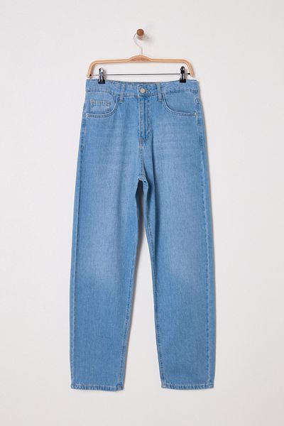 Trendyol Collection Ανοιχτό Μπλε Λεπτό Υφασμάτινο Baggy Fit Τζιν Παντελόνι TMNSS25JE00004