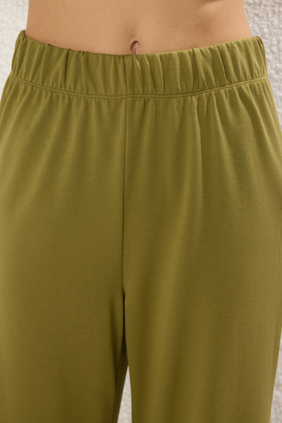 Trendyol Collection Oil Green Square Collar Detailed Wide Leg Set - Twoss25Au00023