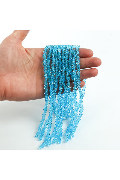 yfhobi 1 Dizi (80-85 Adet) - 6 mm Üçgen Kristal Cam Boncuk Dizisi Şeffaf Mavi...