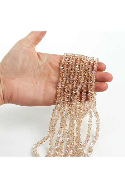 yfhobi 1 Dizi (80-85 Adet) - 6 mm Üçgen Kristal Cam Boncuk Dizisi Şeffaf Janj...