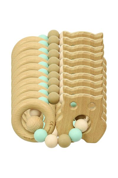 LUQU BABY Silicone + Wood Teether- Bird-Pack of 10