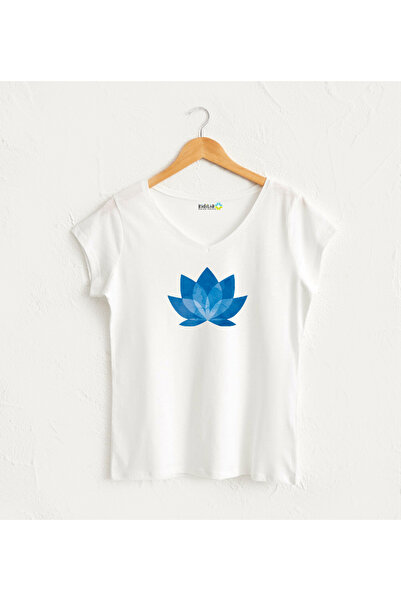 Kidilia Mavi Lotus Yoga Tasarım T-shirt