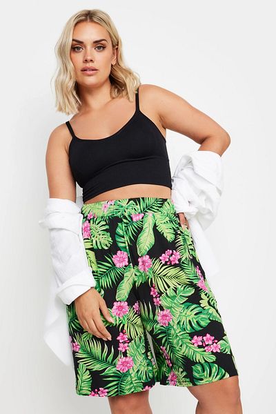 Stil Diva Patterned Large Size Lycra Shorts - Elastic Waist, Loose Fit145102