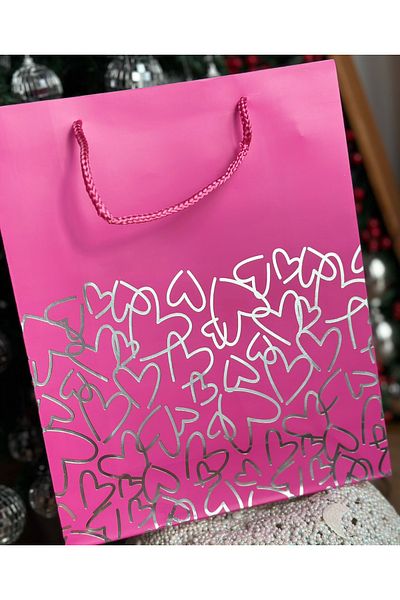 QUEEN AKSESUAR Luxury Large Luminous Lights Swivel Leaf Gift Package Cardboard Bag Sachet with Heart Fancy Pattern Rope Strap