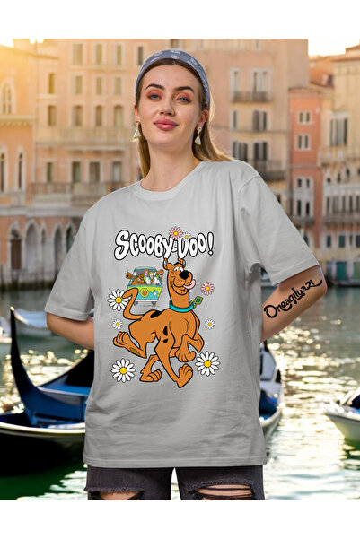 oneagılyazı تي شيرت نسائي كبير الحجم مطبوع عليه سكوبي دو