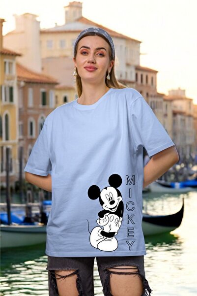 oneagılyazı تي شيرت نسائي كبير الحجم مطبوع عليه ميكي