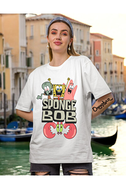 oneagılyazı Tricou supradimensionat pentru femei cu imprimeu Spongy Bob