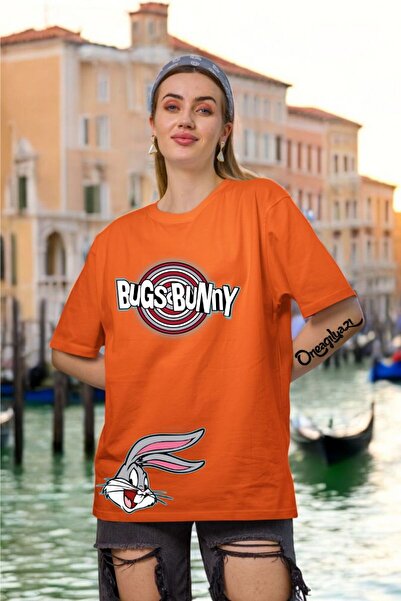 oneagılyazı Bugs Bunny Štampano Žene Oversize kroj T-shirt