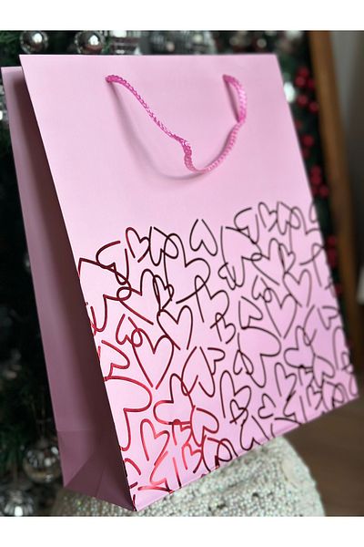 QUEEN AKSESUAR Luxury Large Luminous Lights Swivel Leaf Gift Package Cardboard Bag Sachet with Heart Fancy Pattern Rope Strap
