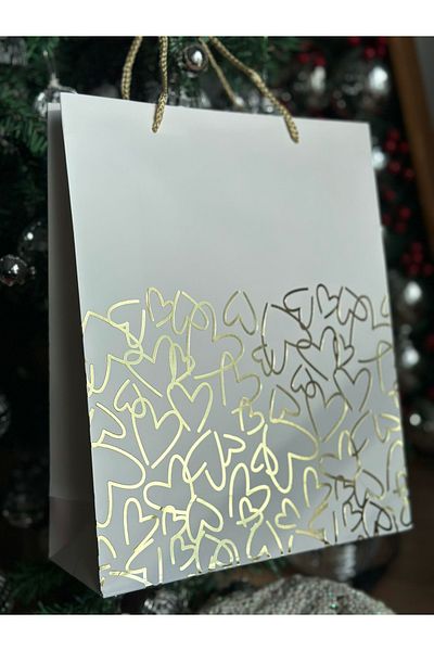 QUEEN AKSESUAR Luxury Large Luminous Lights Swivel Leaf Gift Package Cardboard Bag Sachet with Heart Fancy Pattern Rope Strap