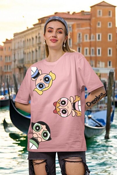 H&GHAMLEGİYİM Power Puuf Printed Women's Oversize T-Shirt