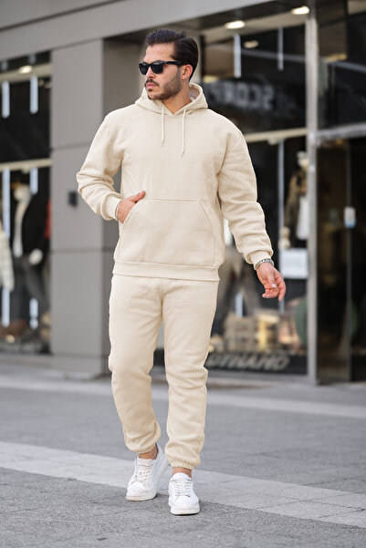 Runades Men's Raised Comfortable Fit Elastic Leg Kangaroo Pocket Tracksuit Se...