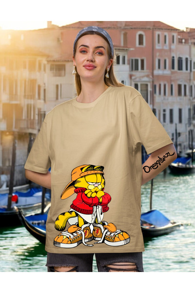 oneagılyazı Tricou oversize pentru femei cu imprimeu Garfield Design