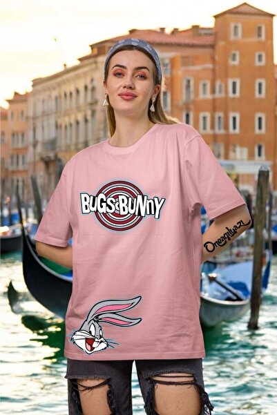 oneagılyazı Tricou oversize pentru femei cu imprimeu Bugs Buny