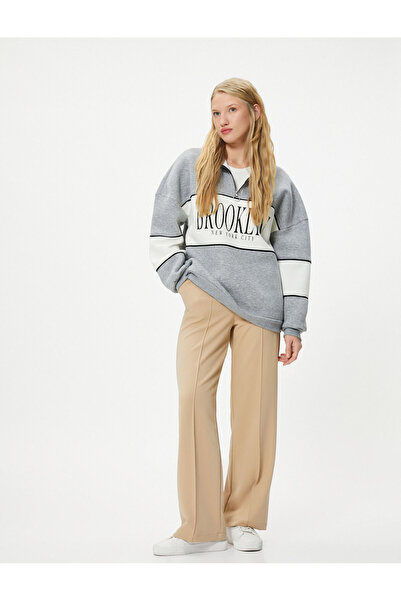 Koton Αντίθεση χρώματος για κολάρο με μισό φερμουάρ College Oversize