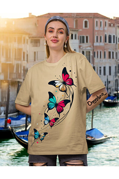 oneagılyazı Tricou oversize pentru femei cu imprimeu cu mai multe modele de f...