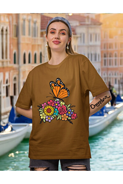 oneagılyazı Detalj leptira Štampano Žene Oversize kroj T-shirt